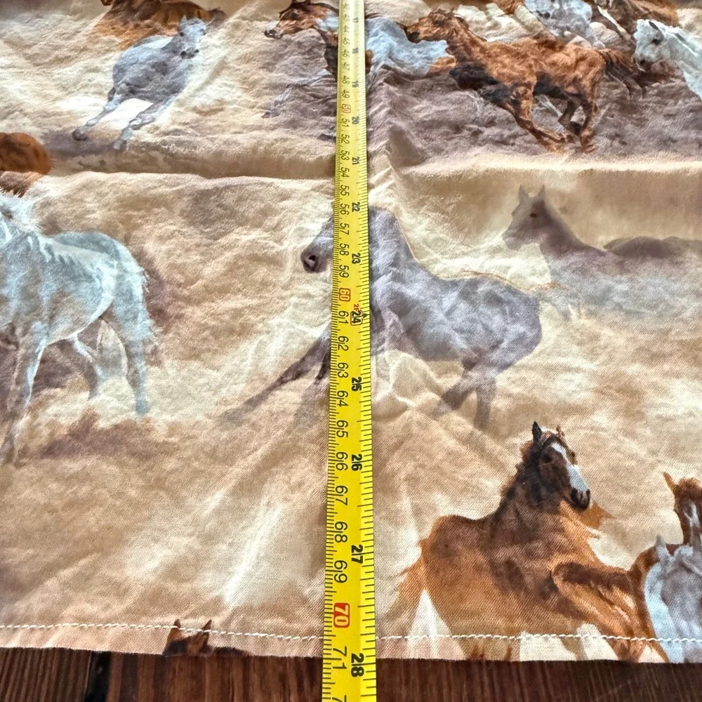 Handmade Wild Horse Print Bib Apron Western Equestrian Farmhouse Tan Brown